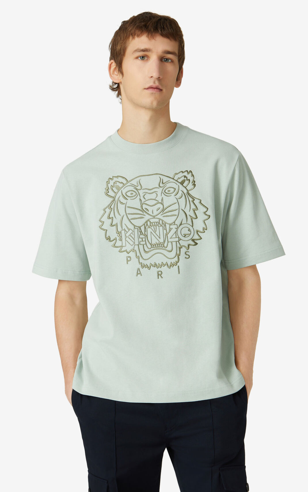 Kenzo Tiger loose fitting Camisetas Hombre Verde Oliva Verde | 8206143-CY